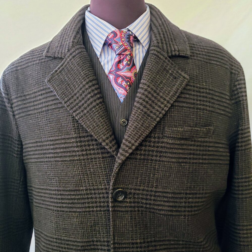 Marc New York -XXL,Gray Glenn Plaid Wool Blend 3/4 Length Coat